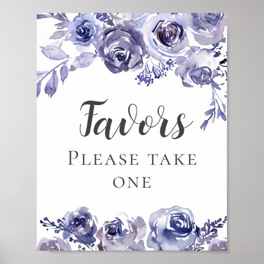 紫のバラエレガントフローラ冬の結婚式の好意 ポスター (正面)