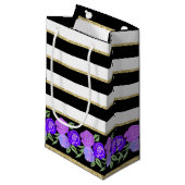 紫のバラオン黒、白、金ゴールド抱き枕 スモールペーパーバッグ (正面アングル)