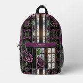 紫のバラザウィンドウ – ゴシックスタイルカスタム プリントバックパック (正面)