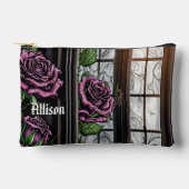 紫のバラザウィンドウ – ゴシックスタイル アクセサリーポーチ (正面)