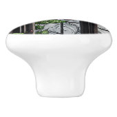 紫のバラザウィンドウ – ゴシックスタイル セラミックノブ (側面)