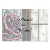 紫のバラザウィンドウ – ゴシックスタイル テーブルナンバー (裏面)