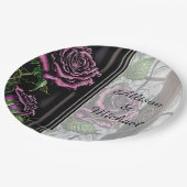紫のバラザウィンドウ – ゴシックスタイル ペーパープレート (アングル)