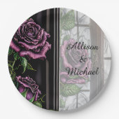 紫のバラザウィンドウ – ゴシックスタイル ペーパープレート (正面)