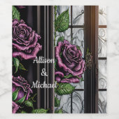 紫のバラザウィンドウ – ゴシックスタイル ワインラベル (シングルラベル)