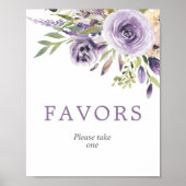 紫のバラフローラシャワーの好意サイン ポスター (正面)