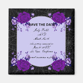 紫のバラフローラスパイダーウェディング日付を保存 マグネット (正面)