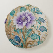 紫のバラフローラ水色 ラウンドクッション (裏面)