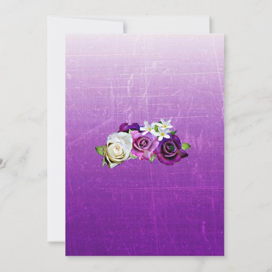 紫のバラフローラ結婚式招待状 招待状 (裏面)