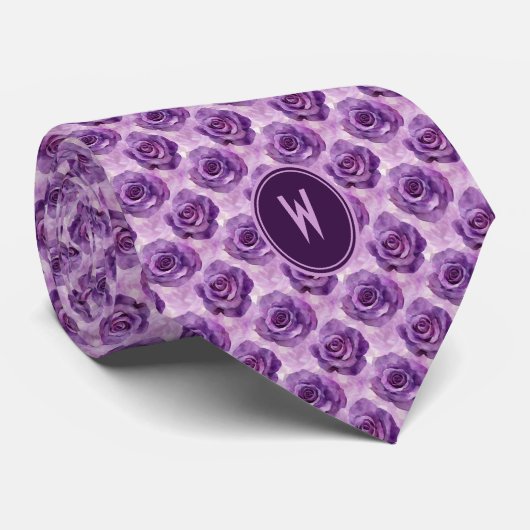 紫のバラフローラ ネクタイ (ロール)