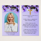 紫のバラミニマル記念葬式ブックマーク (正面&裏面)