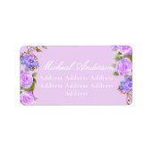 紫のバラリボン結婚式招待状ラベル ラベル (正面)