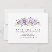 紫のバラ写真を戻して日付カードを保存 セーブザデート (正面)