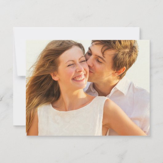 紫のバラ写真を戻して日付カードを保存 セーブザデート (裏面)