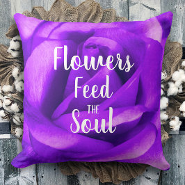 紫のバラ写真食べ物を与え花The Soul Script クッション