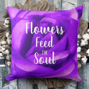 紫のバラ写真食べ物を与え花The Soul Script クッション