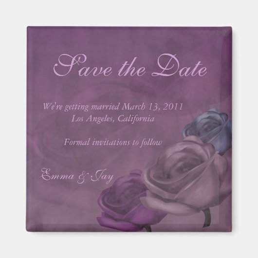 紫のバラ動揺して日付マグネットの保存 マグネット (正面)