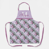 紫のバラ斜ストライプめ水玉模様 エプロン (正面)