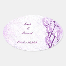 紫のバラ日付ステッカーの保存 楕円形シール