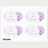 紫のバラ日付ステッカーの保存 楕円形シール (シート)