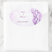 紫のバラ日付ステッカーの保存 楕円形シール (バッグ)