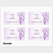 紫のバラ日付ステッカーを保存 長方形シール (シート)