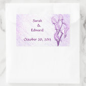 紫のバラ日付ステッカーを保存 長方形シール (バッグ)