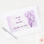 紫のバラ日付ステッカーを保存 長方形シール (封筒)