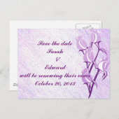 紫のバラ日付ポストカードの保存 案内ポストカード (正面/裏面)