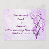 紫のバラ日付ポストカードの保存 案内ポストカード (正面)