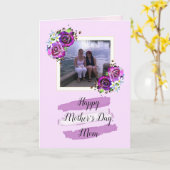 紫のバラ母娘フォトマザーズの日 カード (黄色い花)