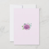 紫のバラ水色結婚の返信カード 出欠カード (裏面)