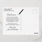 紫のバラ結婚式の日付を保存バラ金ゴールド 箔招待状ポストカード (裏面)