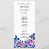 紫のバラ結婚式プログラム。フローラ式 プログラム (裏面)