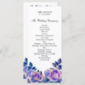 紫のバラ結婚式プログラム。フローラ式 プログラム (正面/裏面)