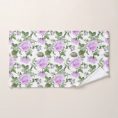 紫のバラ緑のフローラ花エレガント贈り物 バスタオルセット (ハンドタオル)