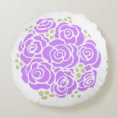 紫のバラ花花束丸い枕 ラウンドクッション (正面)