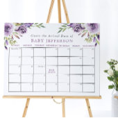 紫のバラ赤ちゃんシャワー推定期日カレンダー ポスター