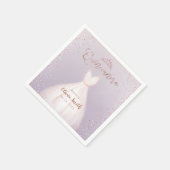 紫のバラ金ゴールドグリッターとドレスのキンセアニラ スタンダードカクテルナプキン (角)