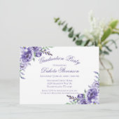 紫のバラ |エレガント水彩卒業 招待状 (スタンド正面)