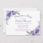 紫のバラ |エレガント水彩卒業 招待状 (正面)