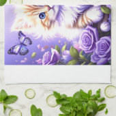 紫のバラ キッチンタオル (折り畳み)