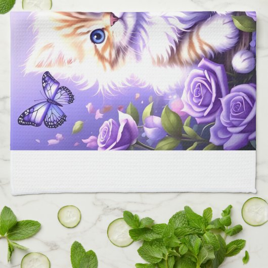 紫のバラ キッチンタオル (折り畳み)