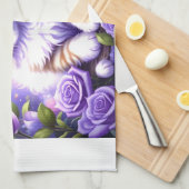 紫のバラ キッチンタオル (四つ折り)