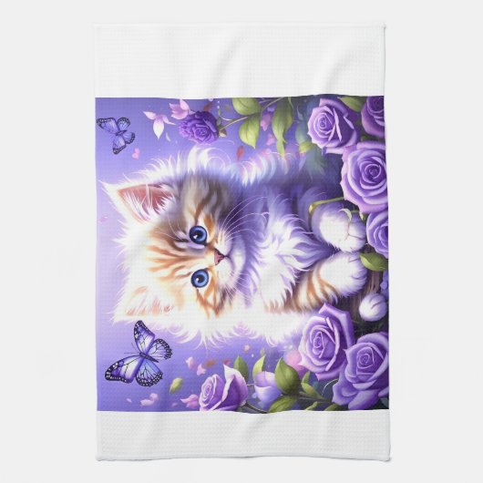 紫のバラ キッチンタオル (縦)