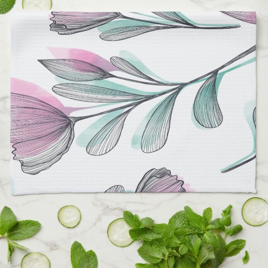 紫のバラ キッチンタオル (折り畳み)