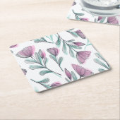 紫のバラ スクエアペーパーコースター (アングル)