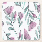 紫のバラ スクエアペーパーコースター (正面)