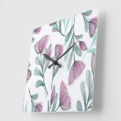 紫のバラ スクエア壁時計 (傾斜)