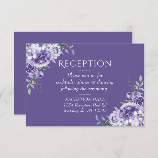 紫のバラ |フローラエレガント披露宴エンクロージャ 出欠カード (正面/裏面)